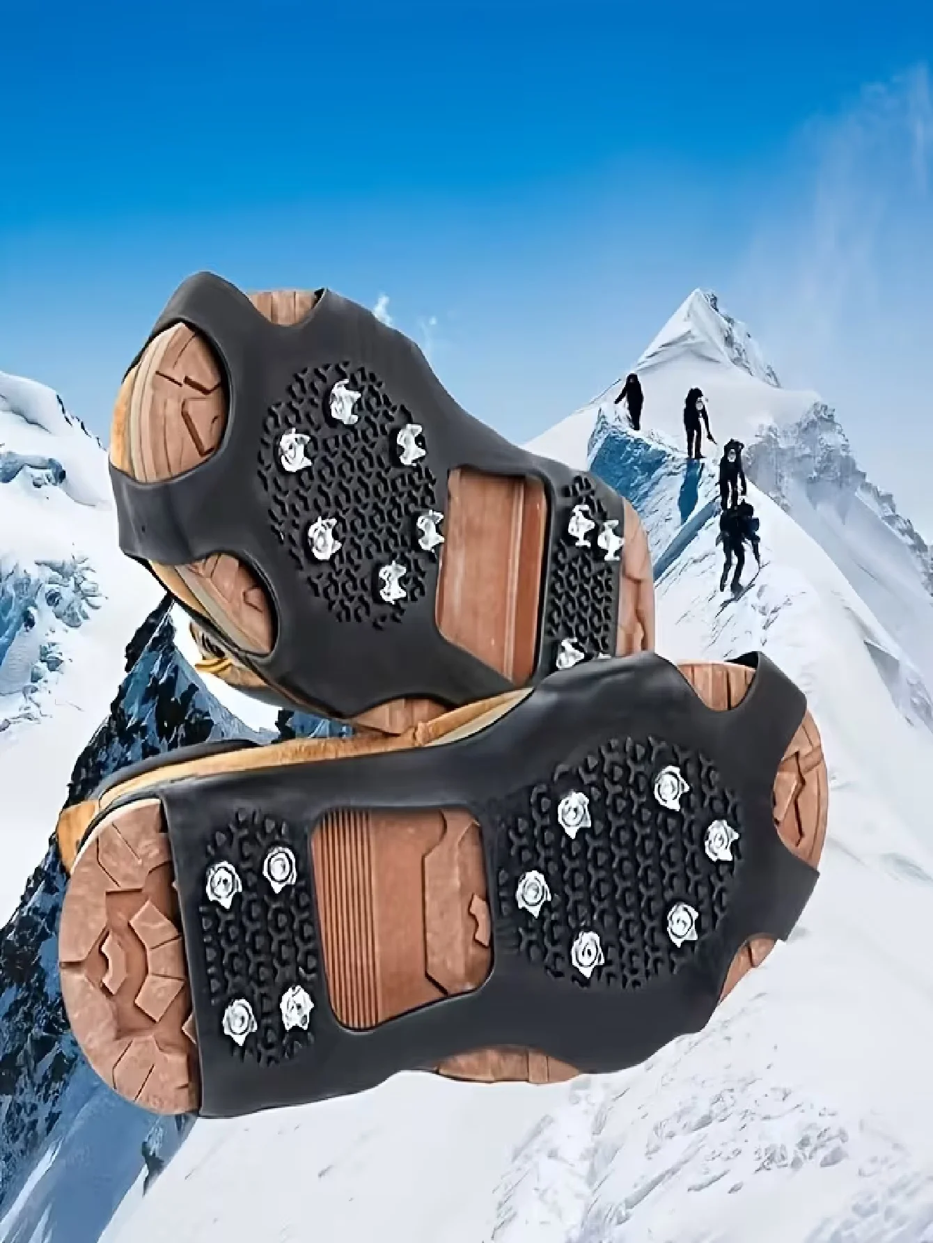 10-Tooth Anti-Slip Crampons, Suitable for Hiking, Ice Climbing, Running, Outdoor Activities, Snow and Ice Surfaces, Steel Anti-Slip Crampons, Anti-Slip Shoe Covers, Spikes, Special Shoe Covers for Anti-Fall on Snowy and Icy Surfaces