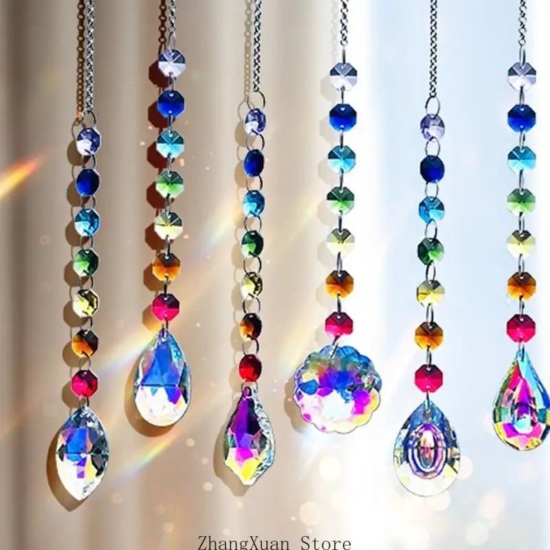 Wedding Use Hanging Window Set, 7 Count Faceted Light Catching Hanging Set for Indoor Home Room Daily