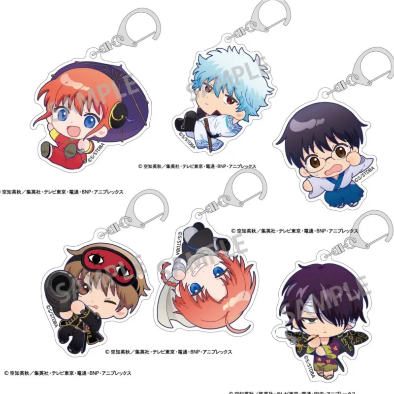 Anime GINTAMA Figures Sakata Gintoki Kondou Isao Hijikata Toushirou Cosplay Acrylic Keychains Bag Accessories Fans Xmas Gifts