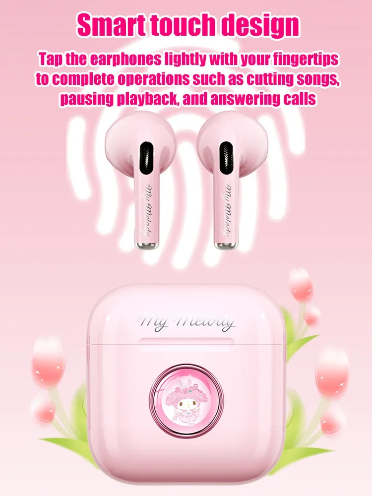 Sanrio Kuromi Bluetooth Headset Cinnamoroll Music Games TWS Wireless Headphones Melody Noise Reduction Earphones Pochacco Gifts