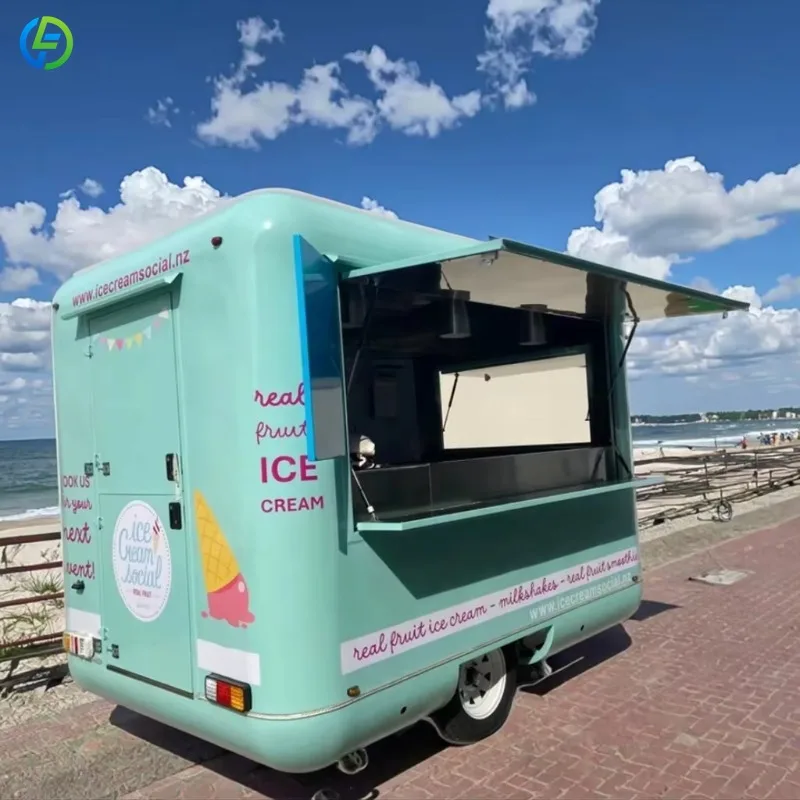 

Customized Mini 2.5m Mobile Food Trailer Ice Cream Juice Vending Cart Solar Deep Fryer Coffee Kitchen