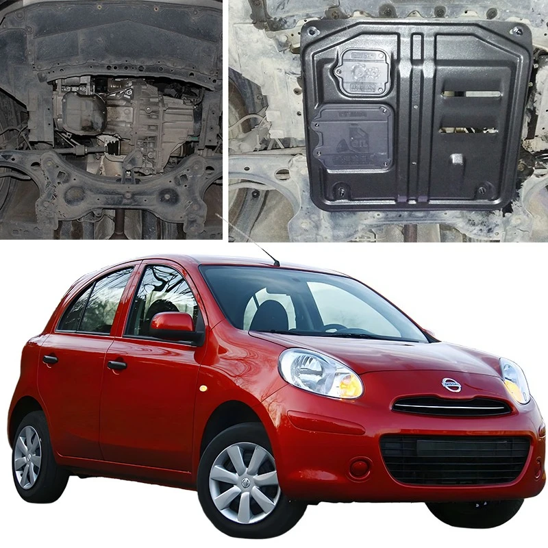 جودة أعلى لنيسان مارس 2010-2015 1.5L تحت المحرك الحرس سبلاش درع الطين الحاجز غطاء الطبق درابزين قطعة من نسيج حامي