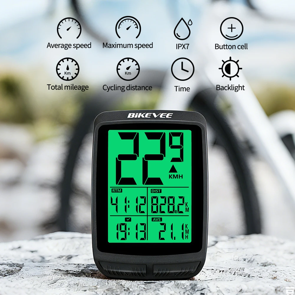 AliExpress Bikevee Waterproof Night Cycling LCD Digital Bicycle Computer Green Backlight Bike Speedometer Odometer Essential Bike Accessories