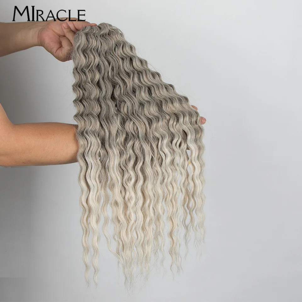 MILAGRE-Cabelo Sintético Crochet para Mulheres, Fibra Encaracolada, Cosplay, Falso, Macio, Resistente ao Calor, Colorido, Loiro, Rosa, 22 ", 300g