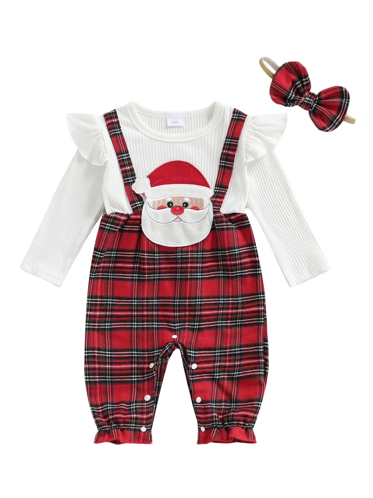 

Toddler Boy Christmas Outfit Red Plaid Suspender Pants and Bow Tie Long Sleeve Shirt 2 Pcs Set for Holiday Party