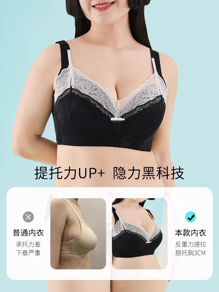 100% Cotton Large Bra Full Cup Lingerie Women Thin Gathered Anti-sagging Summer Minimizer 70-105 F G Cup