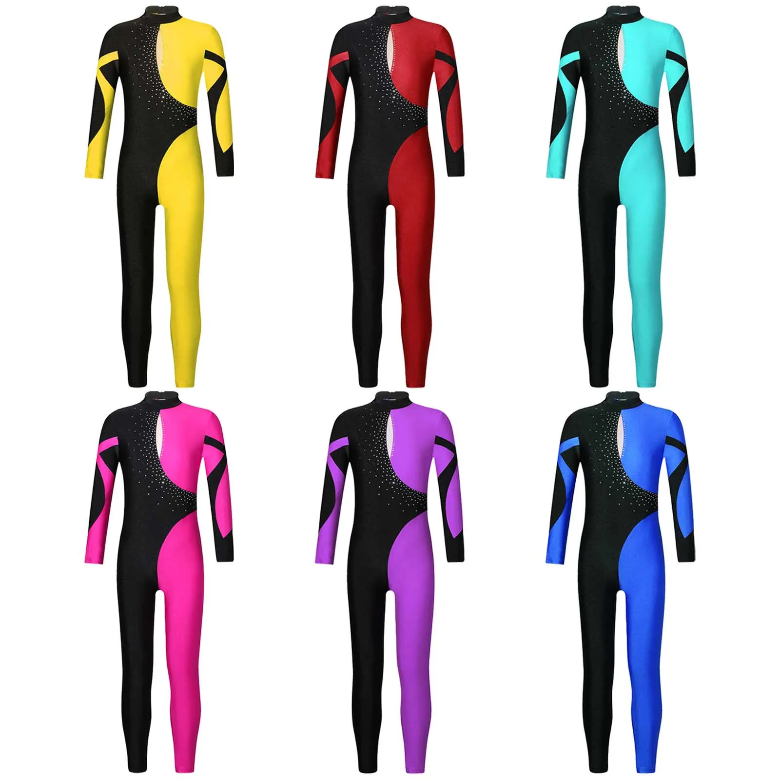 Gymnastics Leotards for Kids Girls Ballet Unitard Athletic Jumpsuit Long Sleeve Yoga Workout Skating Dancing Costume Catsuit