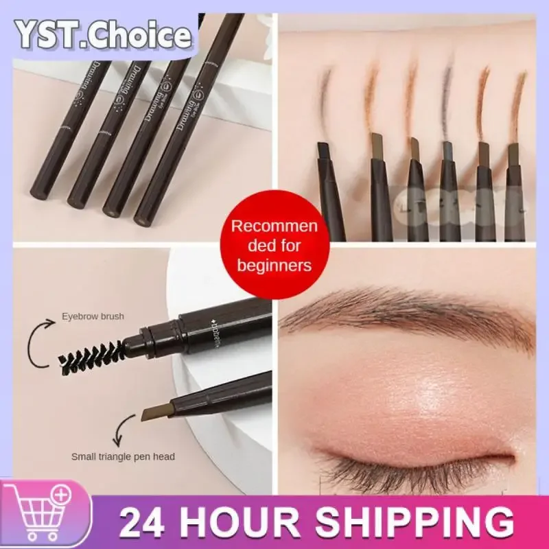 6 Colors Automatic Rotating Eyebrow Pencil Makeup Double-headed Triangle Eyebrow Pen Waterproof Sweat-proof Non-smudge Cosmetic