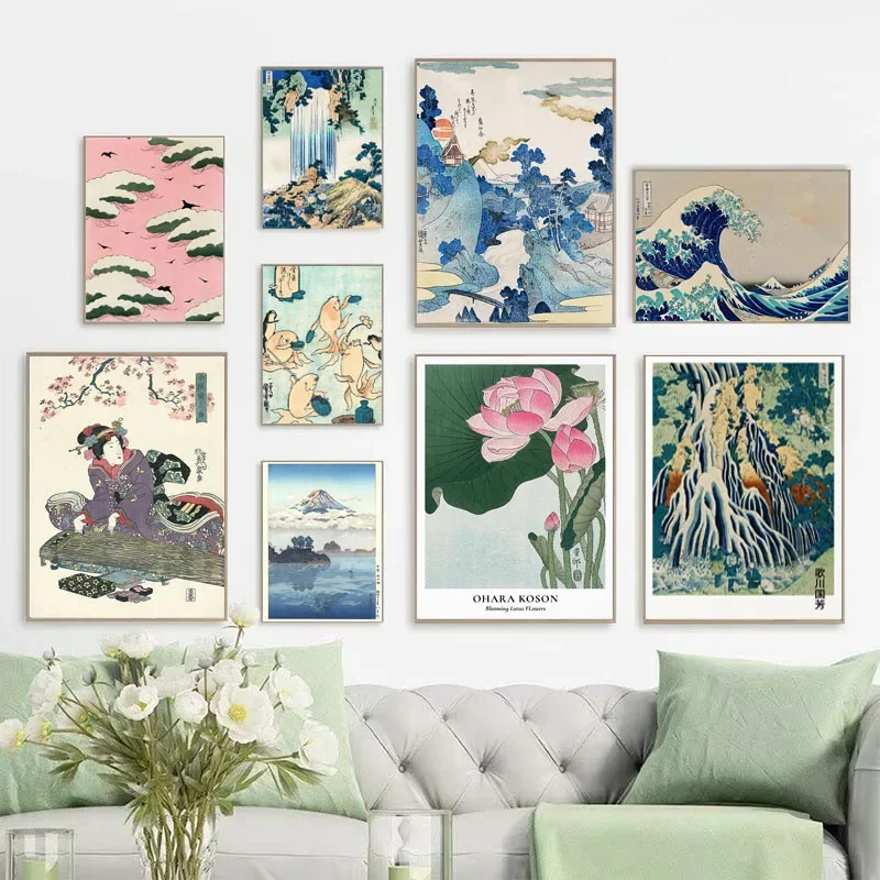 Hokusai Ohara Koson Affiche d'art Japonais Vintage Chambre D'amis Maison Bar Café Worry Editoration de la Maison Impressi