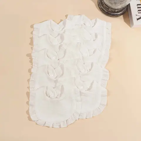 10pcs 100% 순수 코 튼 베이비 턱 받이 프릴 가장자리 더블 크레페 이슬람 부드러운 Drool 수건 아기 패션 선물 세트 헤어 액세서리