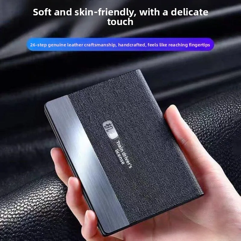 

Ultra-Thin Metal Bifold License Holder Car ID Case Men's High-End Card Wallet Driving License Clip Vehicle Protection Cover