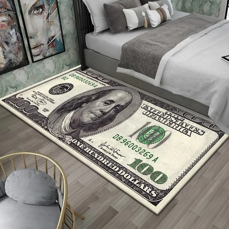 VIKAMA Bedroom Bed Dollar Rug Living Room End Table Mat Personality Porch Bay Window Mat Non-Slip Euro Pound Home Decor