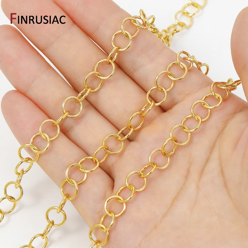 

18K Gold Plated Brass Large O Shape Cable Link Chains for Jewelry,8mm Circle Chains for DIY Necklace Bracelet Making Accessories