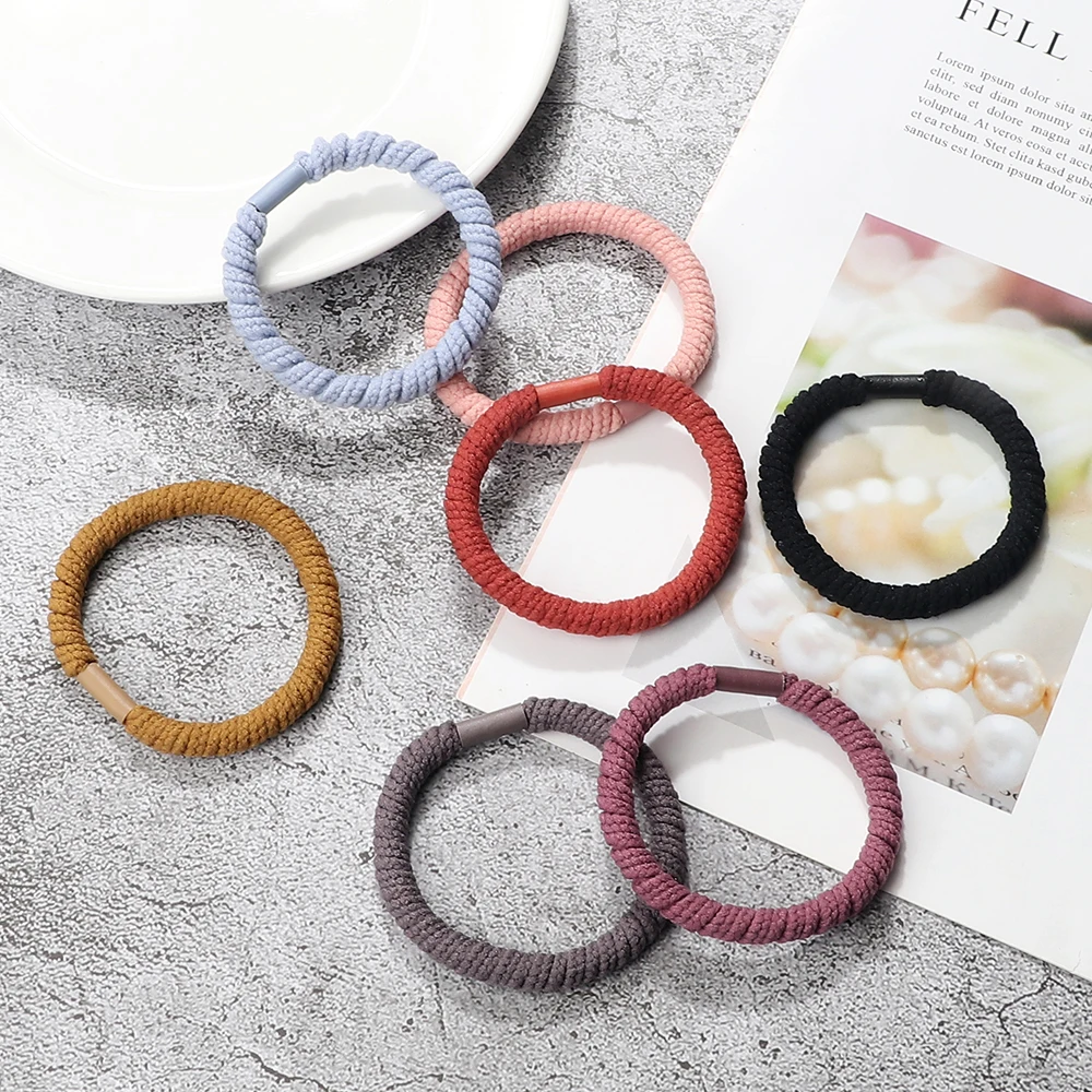 7PCS/Lot Basic Solid Color Hair Bands Simple Elastic Hair Tie for Women Girls Fashion Hair Accessories Ponytail Holder Wholesale