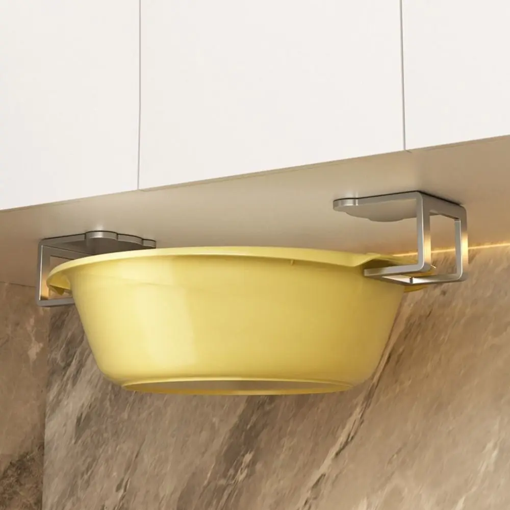 

Practical Stainless Steel Sink Sponge Holder Wall Mounted Self Adhesive Pot Lid Rack Space Saving Rustproof Wall Hooks Bathroom
