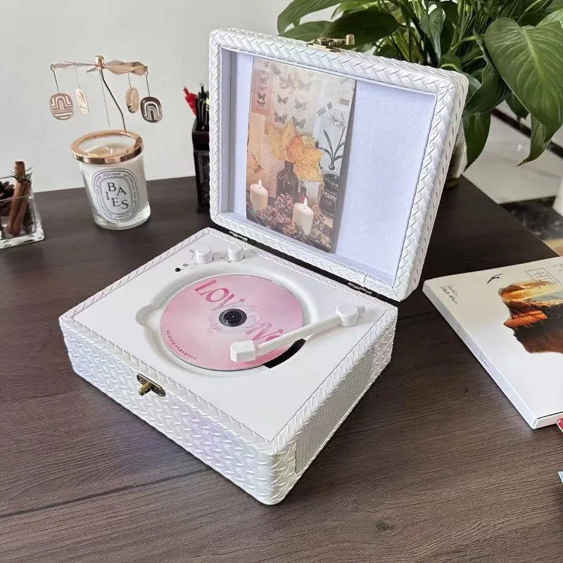 

border Amazon fashion CD player DVD player Outdoor woven leather Bluetooth speaker Album CD player
