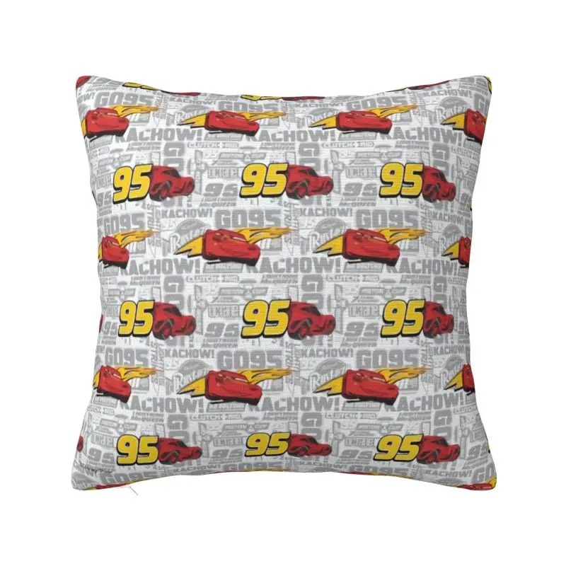 Custom Fashion Lightning McQueen 95 Racing Car Cushion Cover 45x45cm Polyester Pillow for Sofa Square Pillowcase