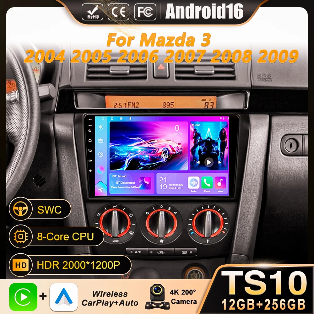

Android Wireless Carplay For Mazda 3 2004 2005 2006 2007 2008 2009 Car Radio With BOSE Multimedia Player Stereo GPS No 2Din DVD