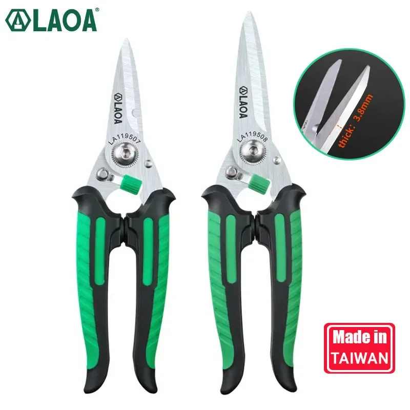 

LAOA 7/8 Inch Multi-Purpose Scissors Stainless Steel TPR Grip Cut Aluminum Plate Copper Wire Plastic Sheet Rubber Leather