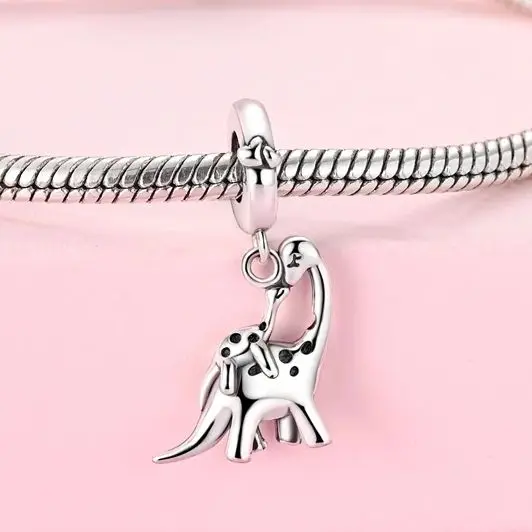

Original Charm 925 Sterling Silver Family Affection Dinosaur Mother Day For Mom Woman Pendant Fashion Jewelry Gift