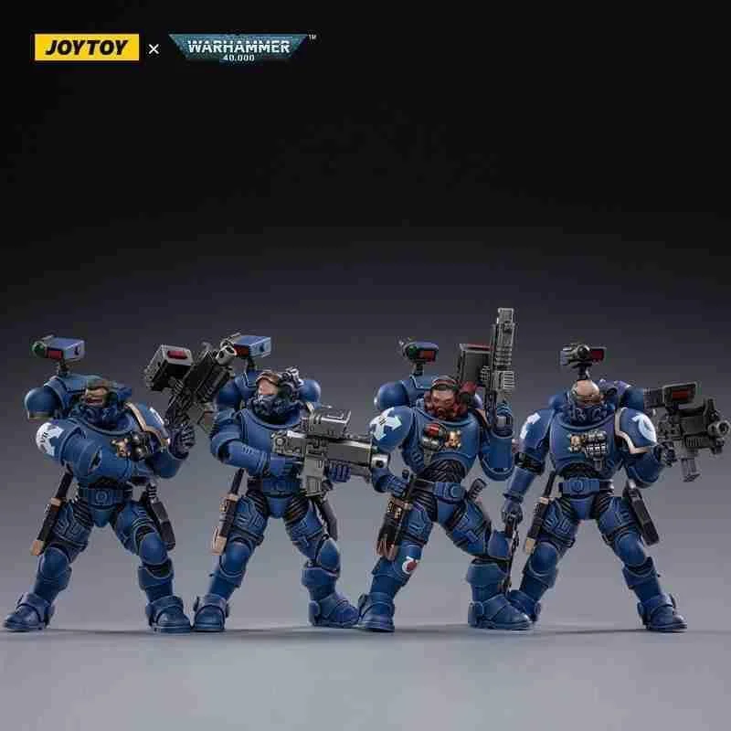 JOYTOY Warhammer 40K Warhammer Ultramarines Incursors 4PCS 1:18 Action Figure Incursors Model Boys Toys Gift Warhammer Soldiers