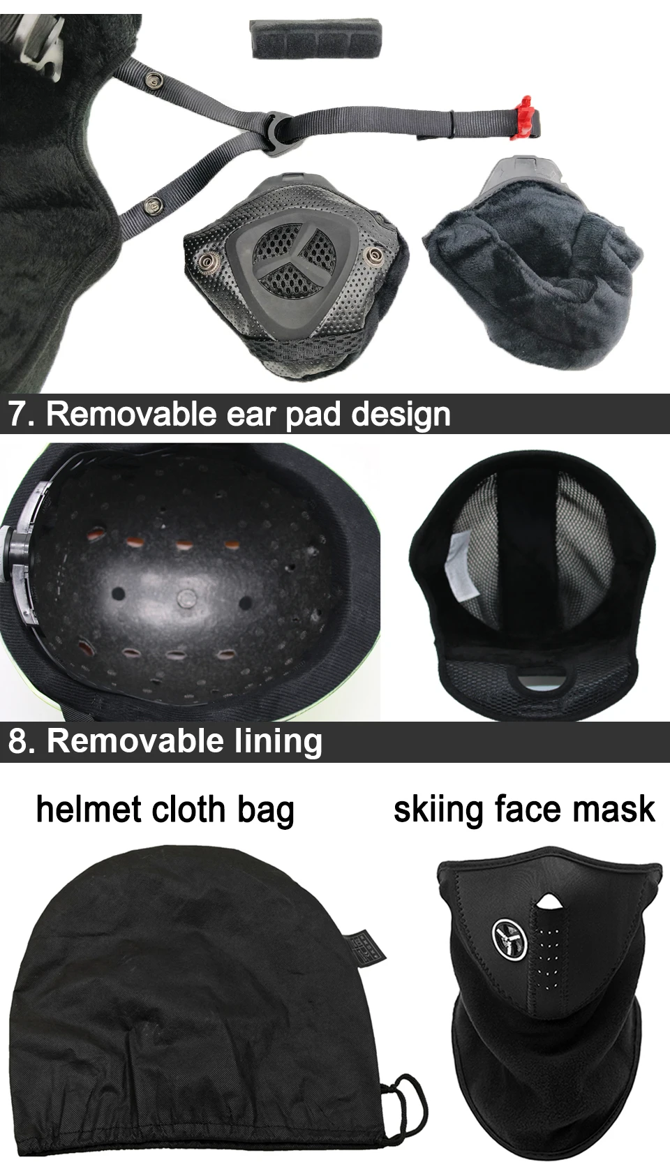 LOCLE Professioneller Skihelm für Herren und Damen, Kinder, Skihelm, Schnee, Skaten, Snowboard, Schneemobil, Skateboard, Größe 52–61 cm – Detail 12