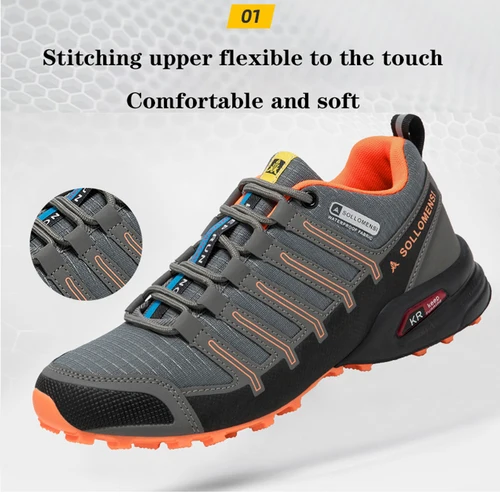 Imagen 2 del producto Zapatos de senderismo impermeables para hombre, zapatos transpirables para caminar y viajar al aire libre, zapatos de entrenamiento táctico, cómodos zapatos de ciclismo sin bloqueo