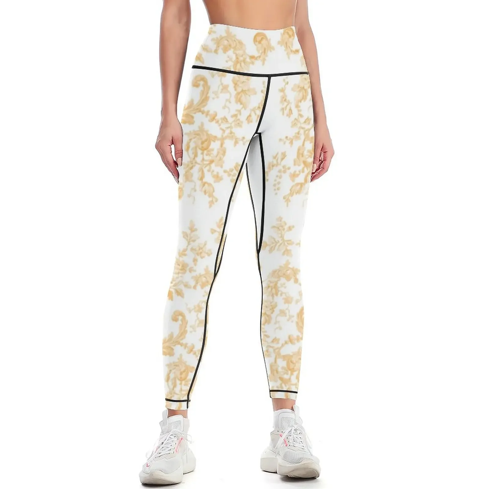 

French Rococo Faded Roses citrus 1 Leggings sports for gym Women's sports pants active wear sportswear for gym Womens Leggings