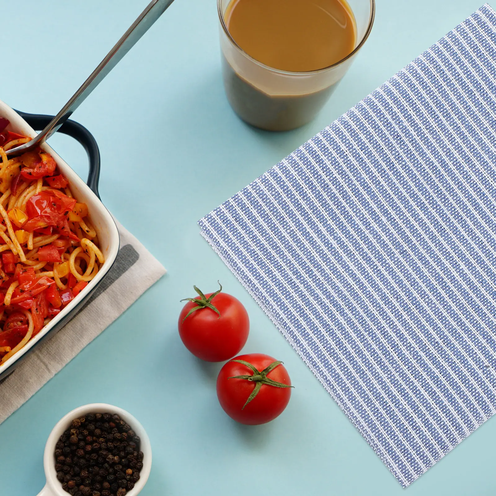 Cotton Linen Striped Placemats Nordic Style Soft Comfortable Dining Table Protection Heat Insulated Washable Table Insulation