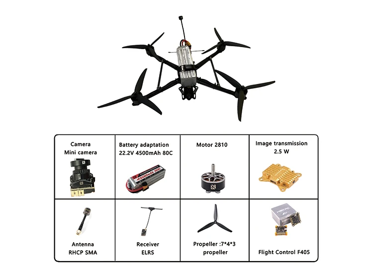 New Quadcopter Uav Fpv Drone 7inch/9inch  Long Range  Fpv Drones with Light Weight and Powerful Battery