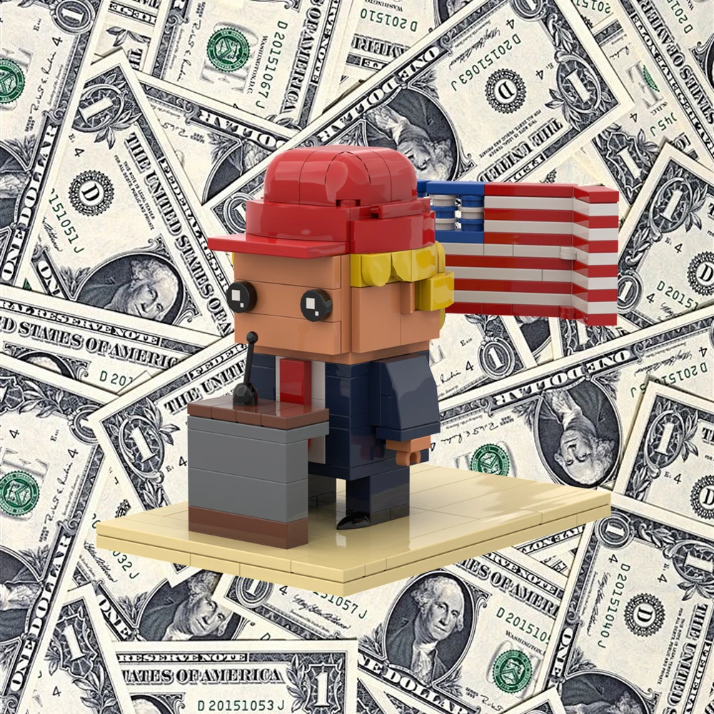 

MOC Donald Trump BrickheadZ Doll Model Building Block New US Presidential Candidate Mini Action Figure Assembling Brick Toy Gift