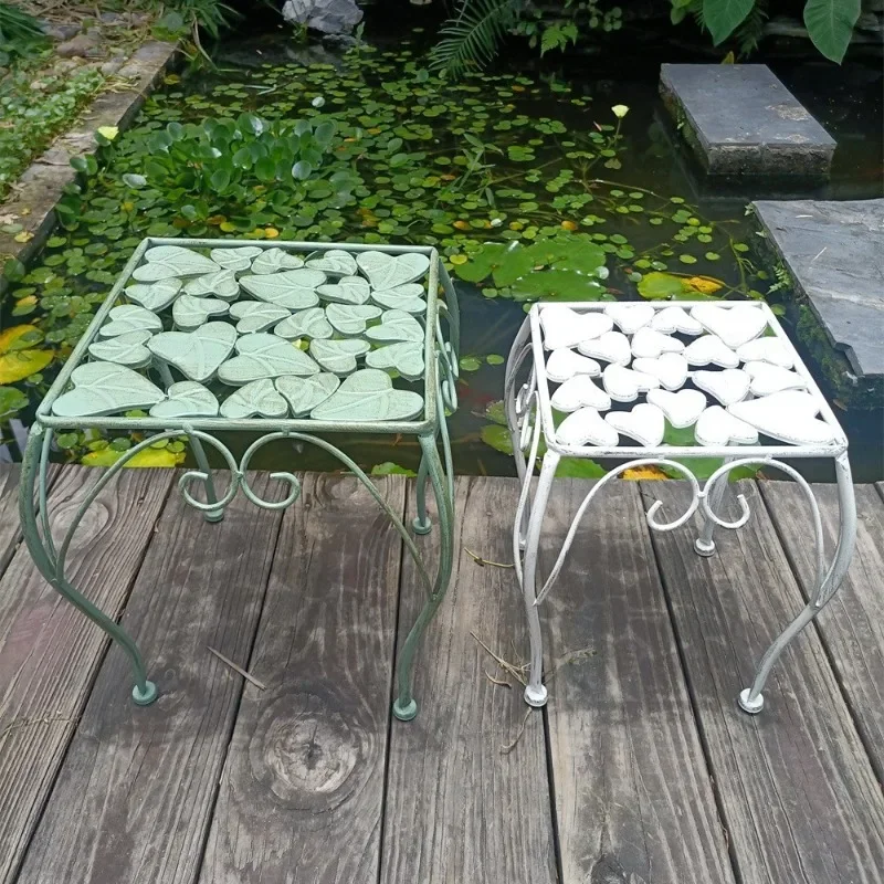 Wrought iron flower stand floor-to-ceiling two-piece courtyard balcony living room flower stool garden groceries