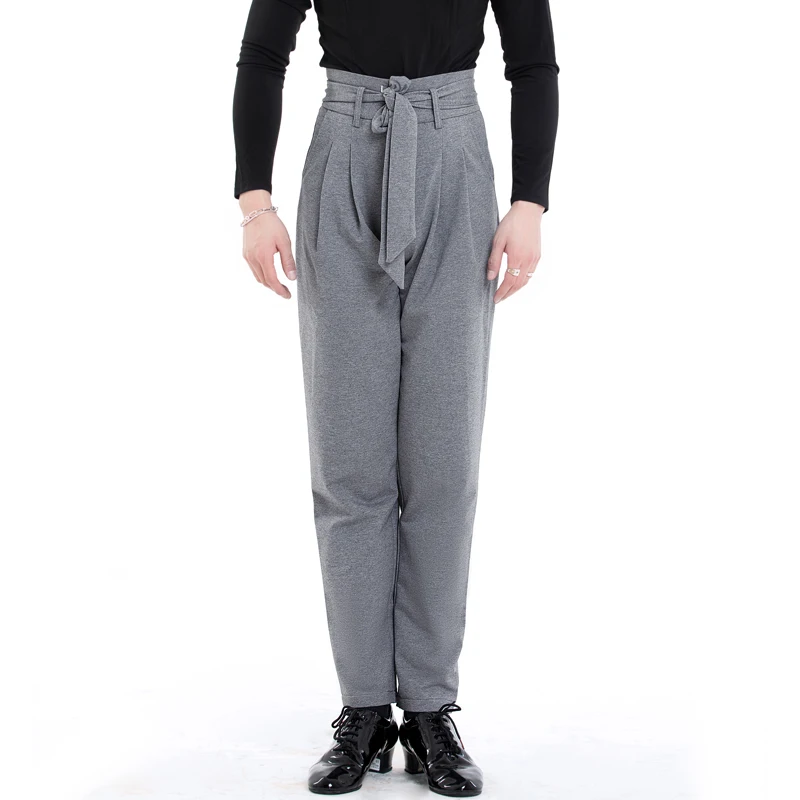 جديد اللاتينية الرقص السراويل للنساء الرجال ملابس رقص أسود رمادي السراويل التانغو السراويل الحديثة تشاتشا اللاتينية ملابس الرقص النساء BL4635