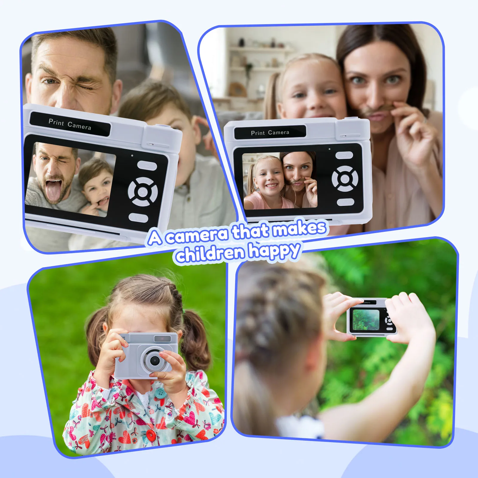 Caméra à impression instantanée pour enfants, avec papier d'impression et carte 32G, vidéo HD 1080P, cadeaux d'anniversaire à impression instantanée pour filles