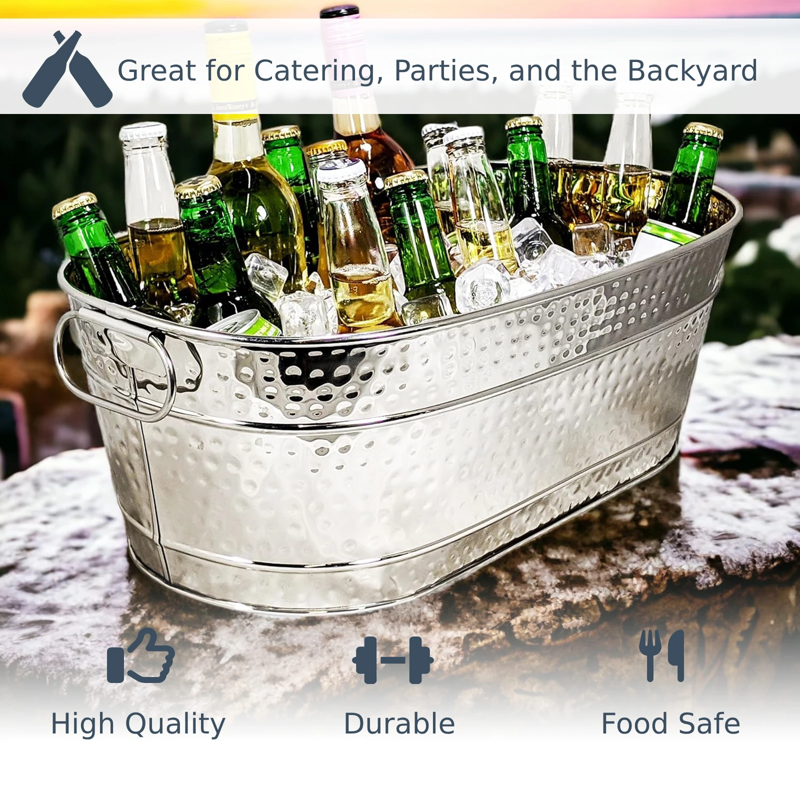 Cubo de hielo galvanizado, con - Wine Beer Cocktail reseña y precio