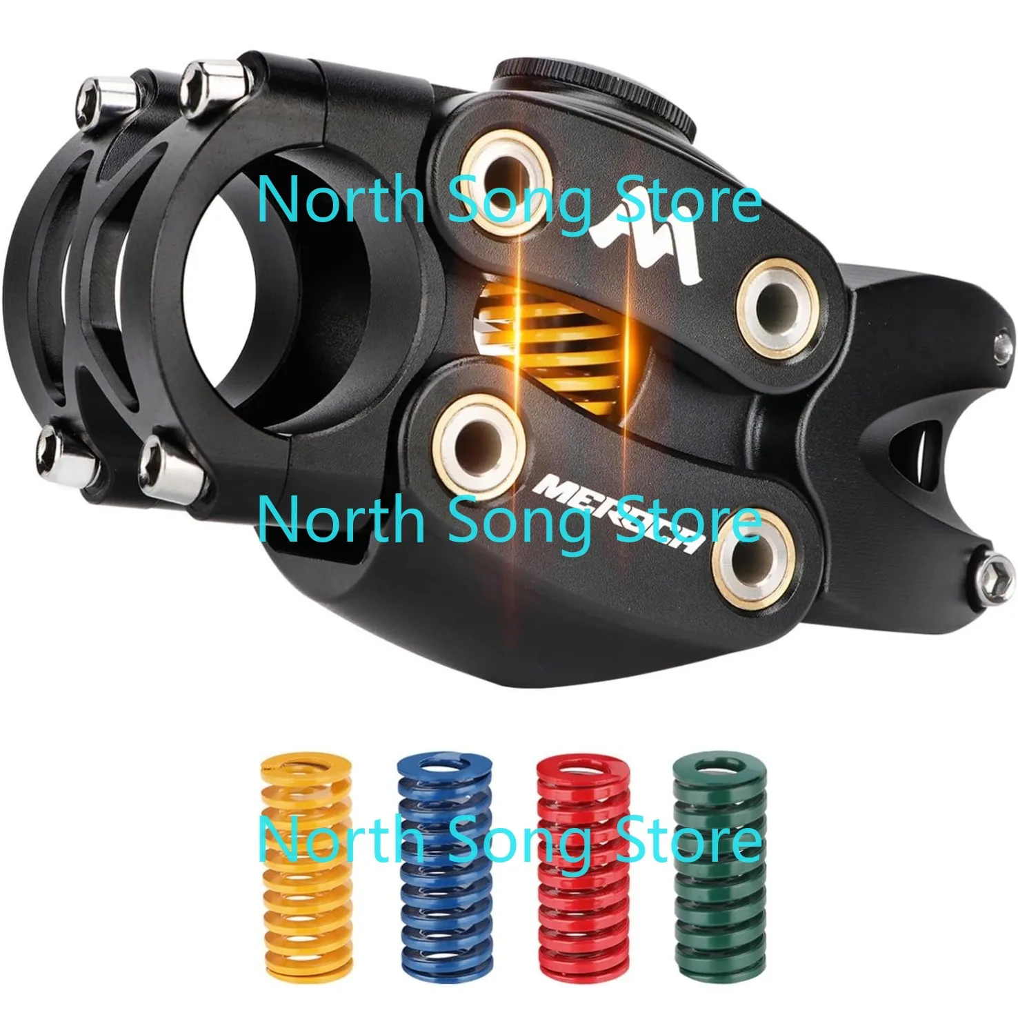 

Versatile Suspension Stem for Bikes with 4 Replaceable Coil Springs, 7 Low Rise x 90mm Length, 15-20 Travel for MTB, Road, Ebike