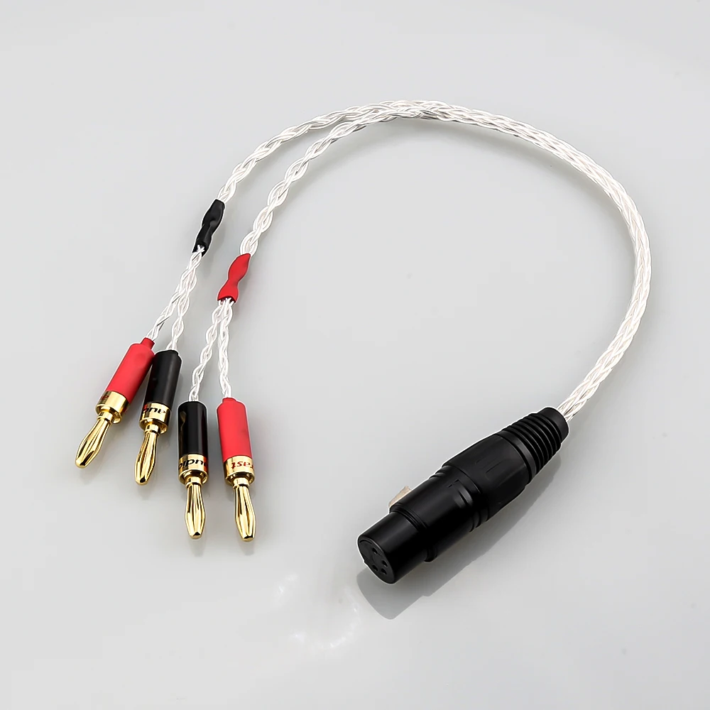 

Silver Plated OCC XLR Female 4pin to 4x 4mm Banana Plug Audio Cable for Speaker Amplifier High Quality Audio Cable