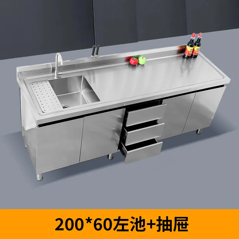 Sink vegetable basin 304 custom stainless steel fruit cutting workbench fruit shop cutting and washing integrated pool