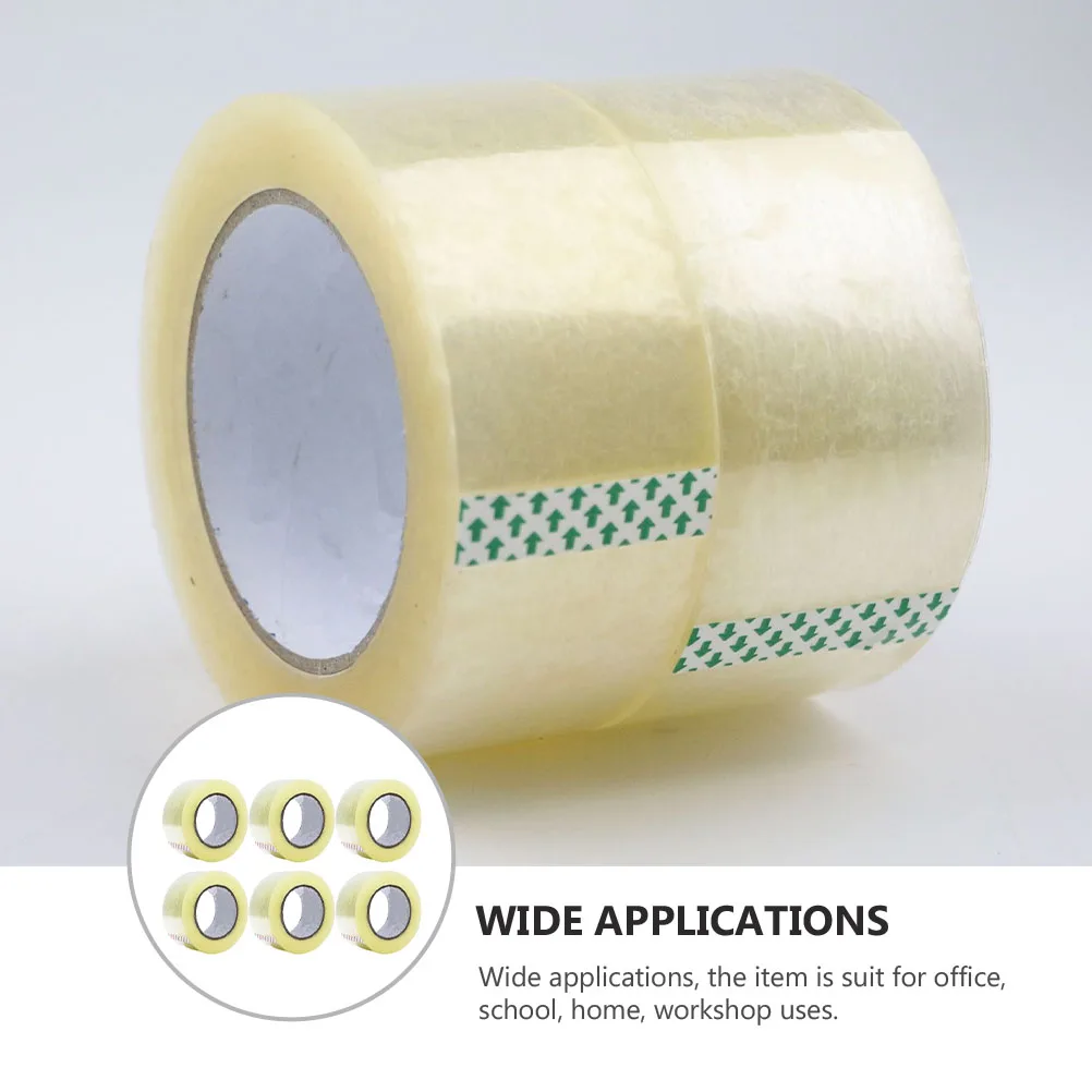 6 Rollen transparentes, klares Dichtungsband für Verpackungsboxen, robustes, wasserdichtes Klebeband für das Heimbüro