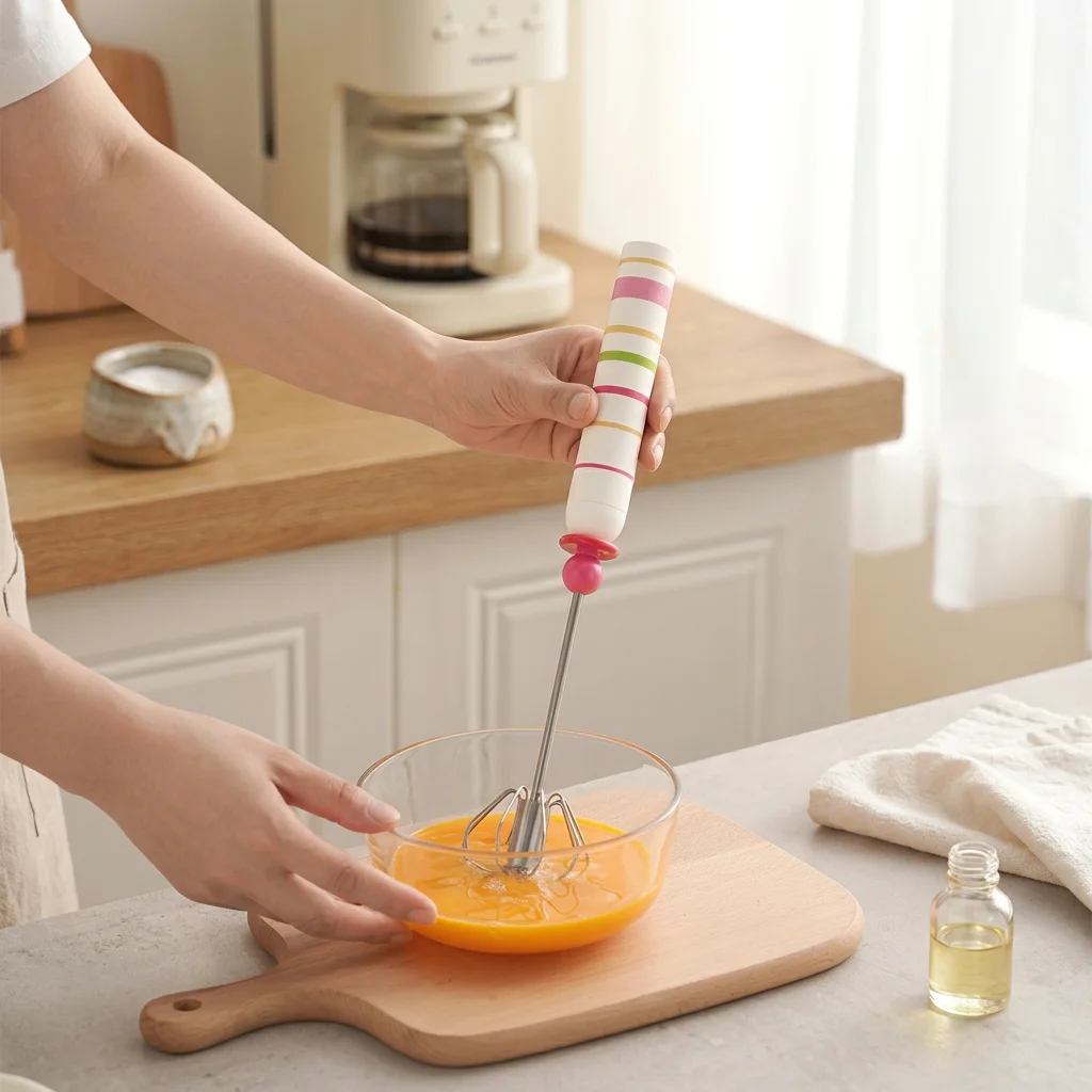 Semi Automatic Egg Beater Stainless Steel Anti Slip Mixer For Effortless Mixing Cream Pastry Dough Home Baking Cooking Tool