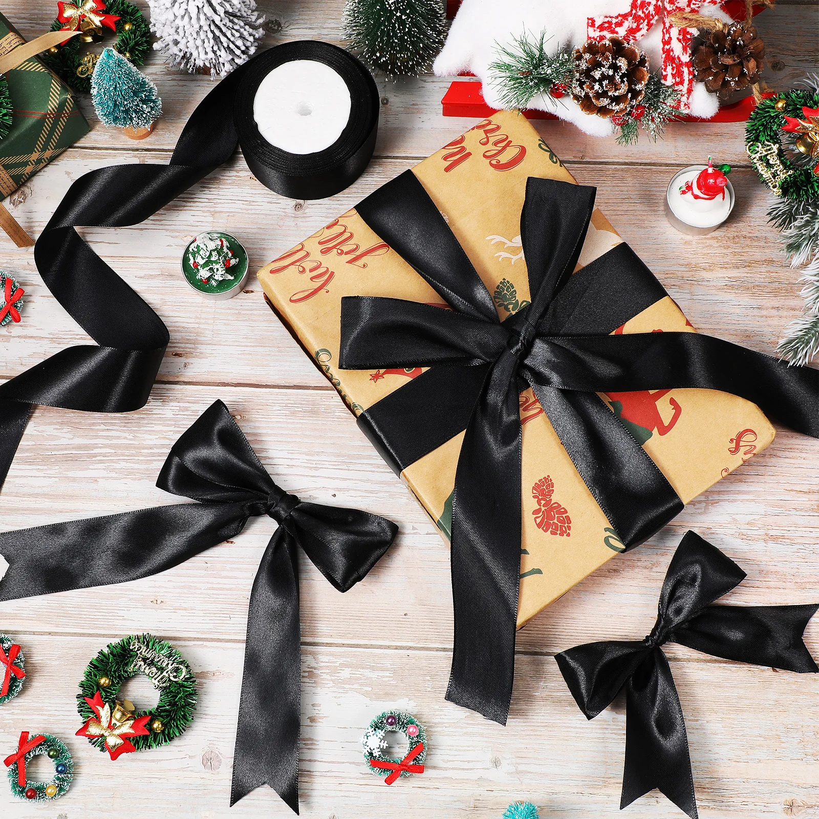 

3 Rolls Solid Color Wide Ribbons for Crafts Gift Wrapping Wedding Decorations Floral Bows DIY Projects Present Ribbon