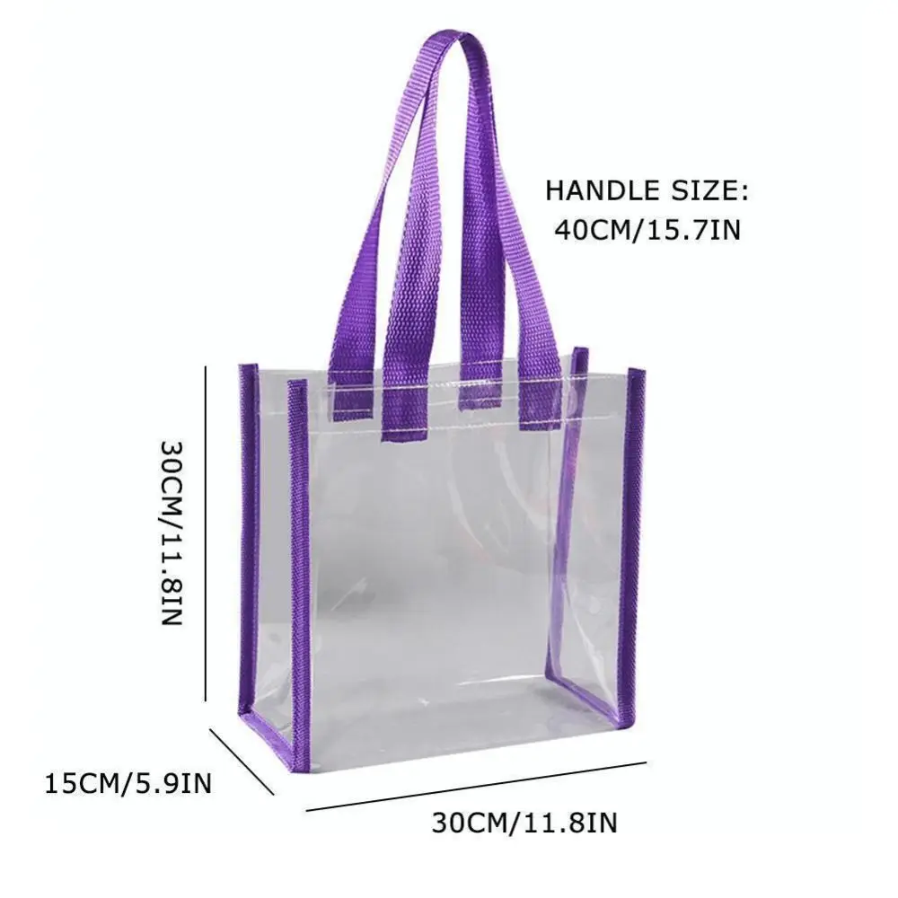 Transparent Pvc Clear Tote Bag Large Capacity Car Sewn Plastic Cosmetics Shopping Bag Jelly Bag Gift Bag Can