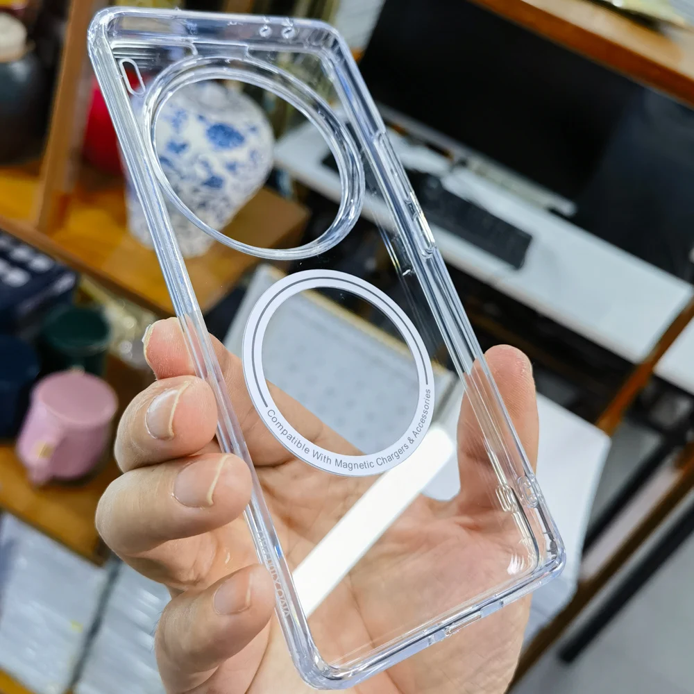 Compatible For Magsafe Clear Hard Acrylic Case For vivo X100 Pro / X100 Magnetic Wireless Charging Transparent Shell