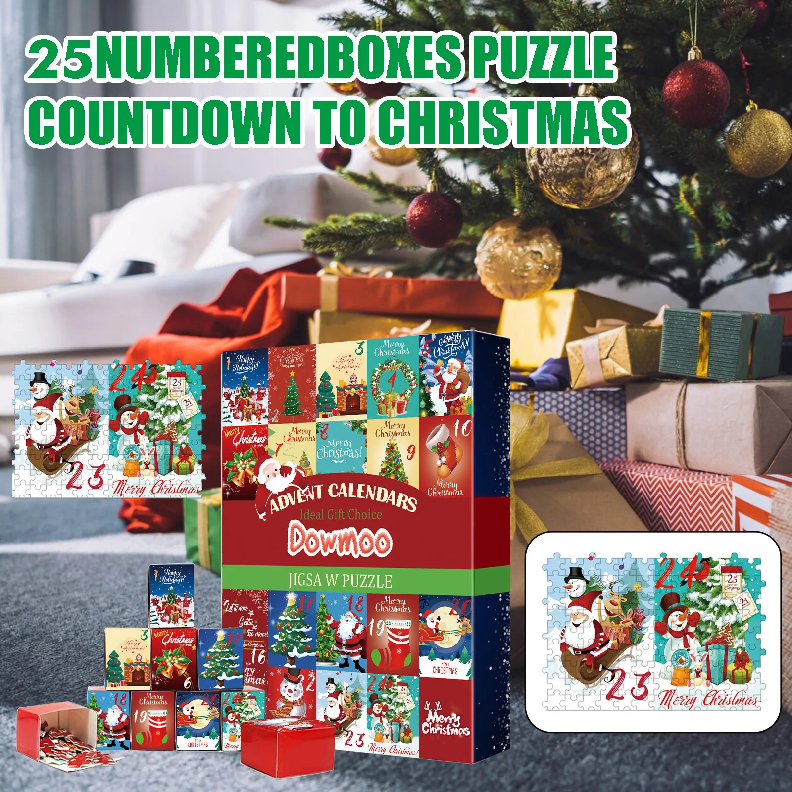 

D.G. PLAYER Christmas Jigsaw Advent Calendar Christmas Jigsaw Puzzles Countdown Calendar Christmas Themed Party Favors