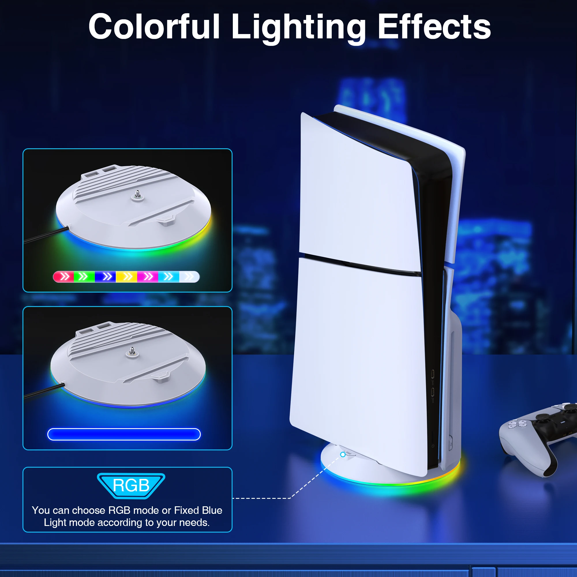 BEBONCOOL X1000 For PS5 Slim Vertical Stand with Charging Cable For PS5 Slim Vertical Station Small Space Base view 4