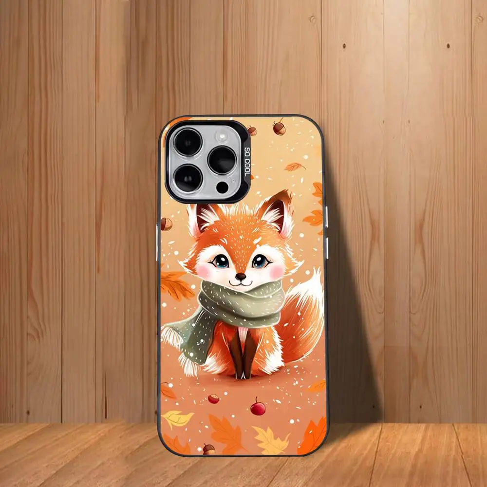 Cute A-Animal F-Fox Phone Case For iPhone 17,16,15,14,13,12,11,Mini,Pro,SE,MAX White Matte Shockproof Cover
