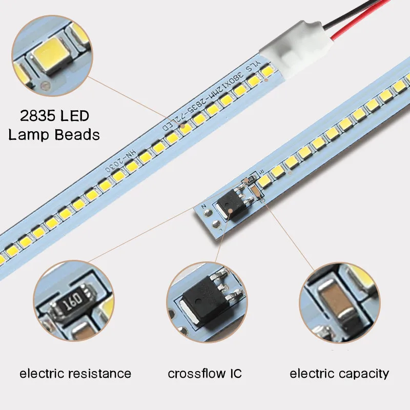 Imagem -03 - Alumínio Perfil Led Bar Light Tube Armário de Cozinha Wall Corner Linear Home Decor Lamp v Shaped 50cm 72leds Ac220v Smd2835