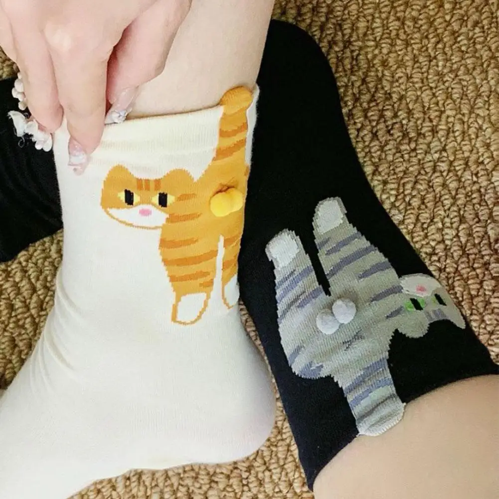 

3D Cartoon Cute Cat Socks Creative Casual Mid Socks Weat Anti Odor Breathable Soft Socks Ankle Foot Cover Clothes Accessories
