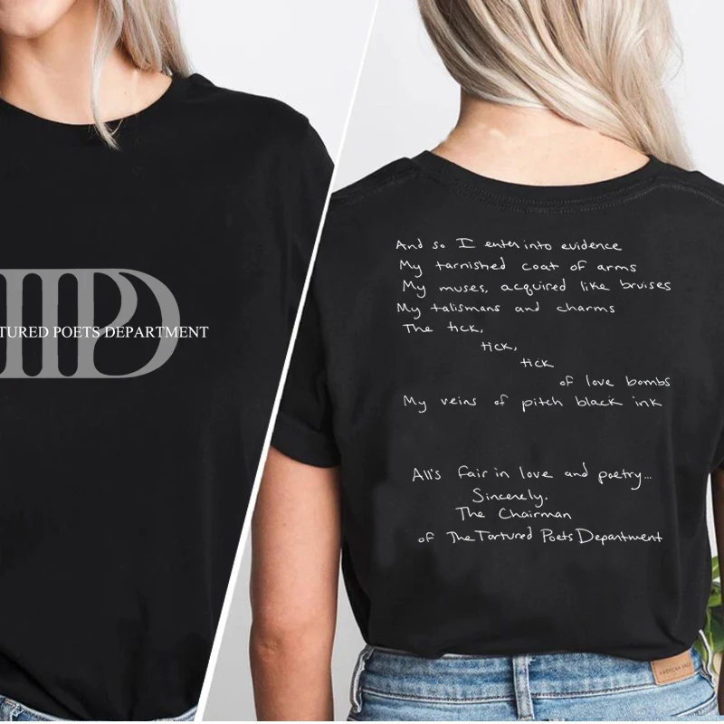 The Tortured Poets Department T-shirts for Women TTPD Printed Tshirt Cotton Short Sleeve Tees Music Concert T Shirt Streetwear