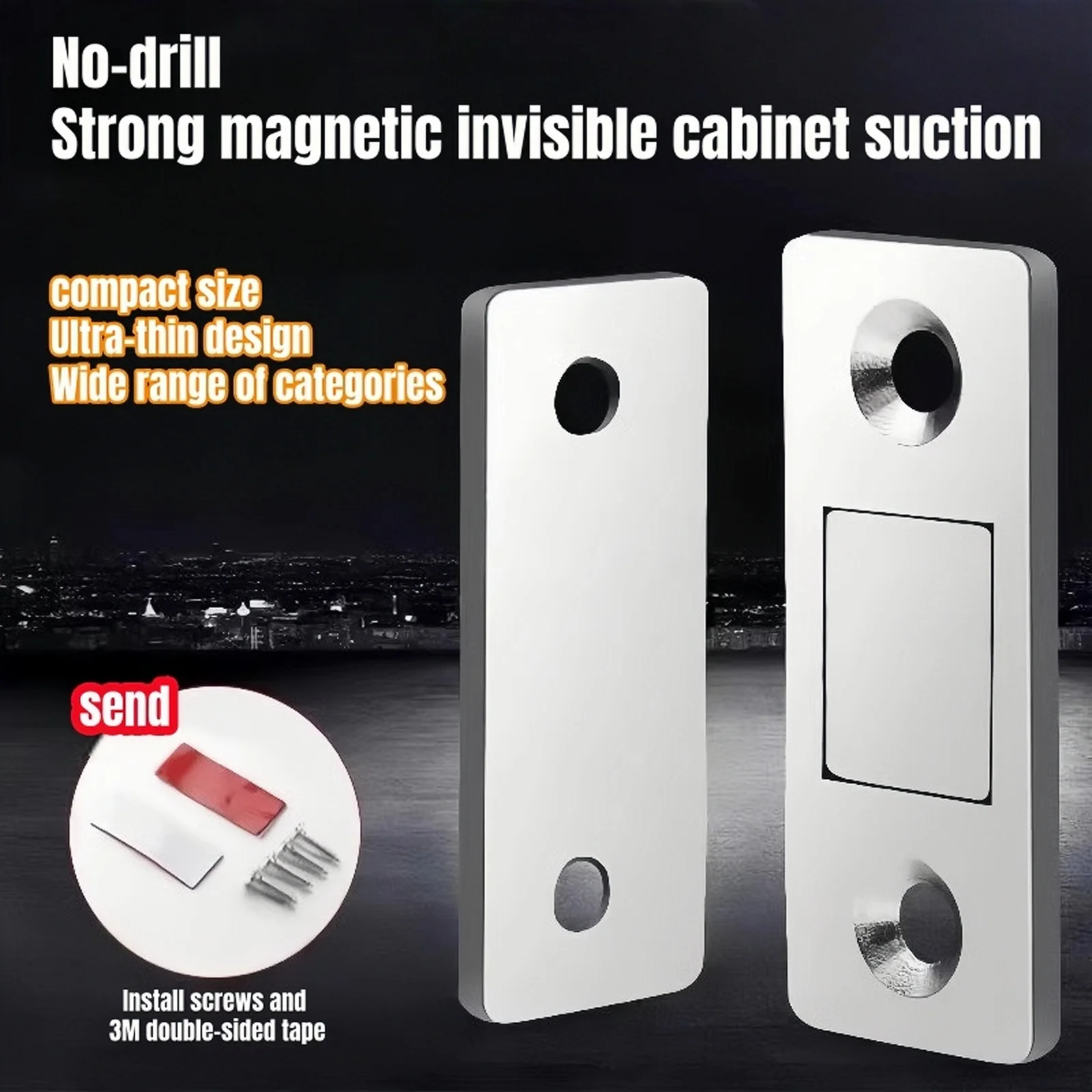 Strong Magnetic Cabinet Door Buckle, Ultra-Thin Strong Magnet Invisible Adhesive Sheet, Suitable for Drawers and Wardrobes